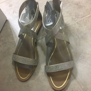 Crystal Sandals (worn once) -gold/tan